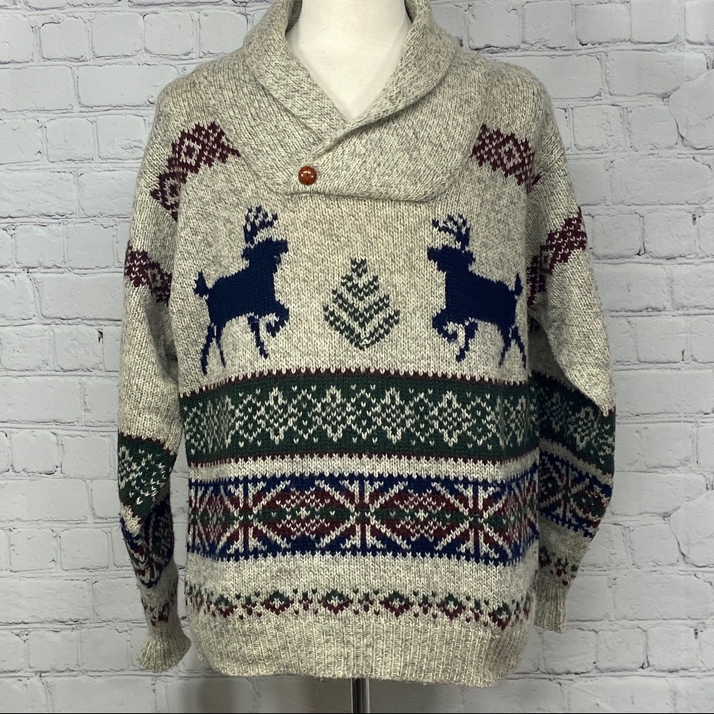Vintage Woolrich men’s shawl collar wool sweater